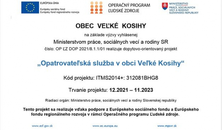 Aktuality / Opatrovateľská služba v obci Veľké Kosihy - foto