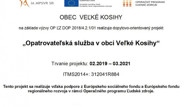 Aktuality / Opatrovateľská služba v obci Veľké Kosihy - foto