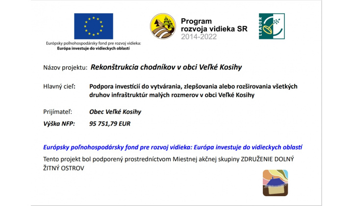 Rekonštrukcia chodníkov v obci Veľké Kosihy
